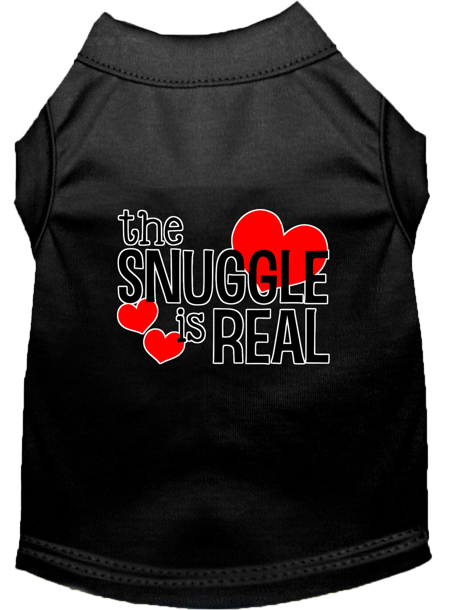 The Snuggle is Real Screen Print Dog Shirt Black Med